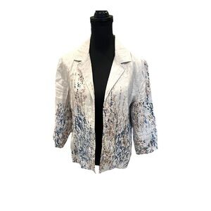 Coldwater Creek Watercolor Print Linen Jacket - Medium